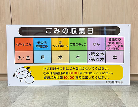 ごみ置場看板　完成写真　製作例